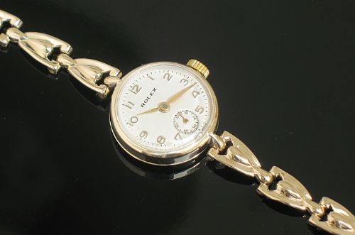 fig 1. STUNNING SOLID 9CT GOLD ROLEX LADIES COCKTAIL WATCH C1956