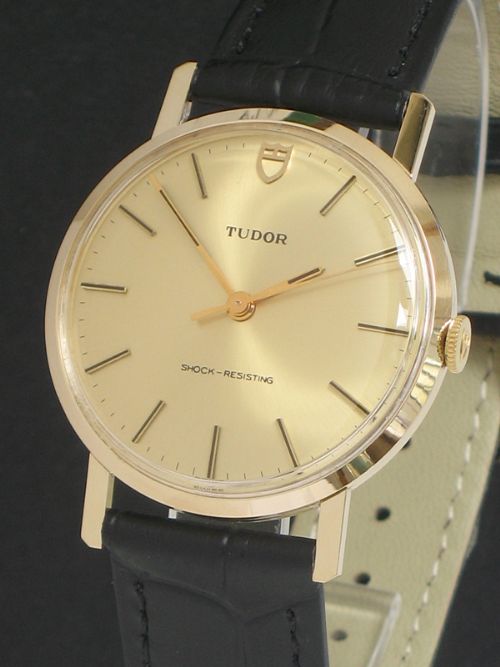 fig 1. MINT SOLID 9CT GOLD ROLEX TUDOR MENS WATCH WITH ORIGINAL BOX