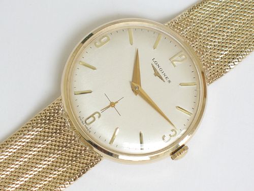 fig 6. SUPERB ORIGINAL SOLID 9CT GOLD LONGINES CALIBRE 370 MENS WATCH WITH BOX
