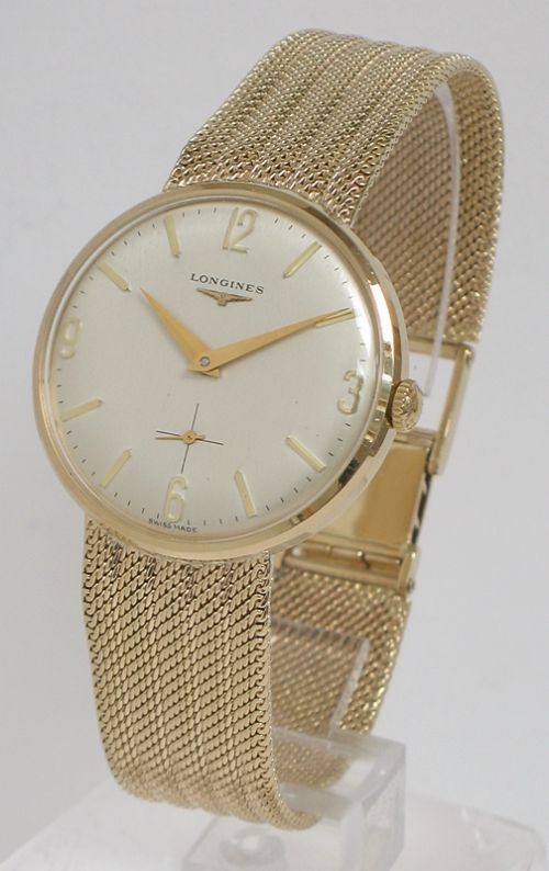 fig 1. SUPERB ORIGINAL SOLID 9CT GOLD LONGINES CALIBRE 370 MENS WATCH WITH BOX