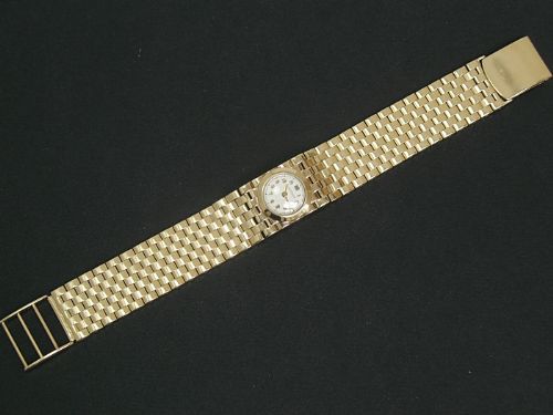 fig 1. AMAZING HEAVY SOLID 9CT GOLD JAEGER-LECOULTRE LADIES BACKWIND COCKTAIL WATCH