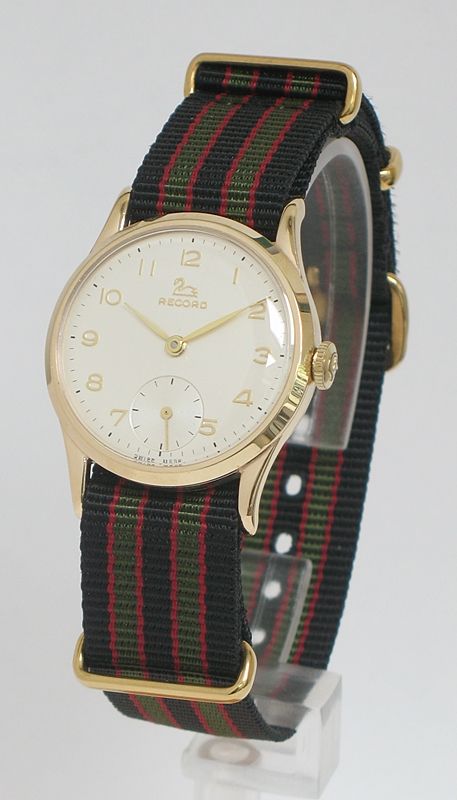fig 1. SUPERB SOLID 9CT GOLD LONGINES RECORD MENS WATCH