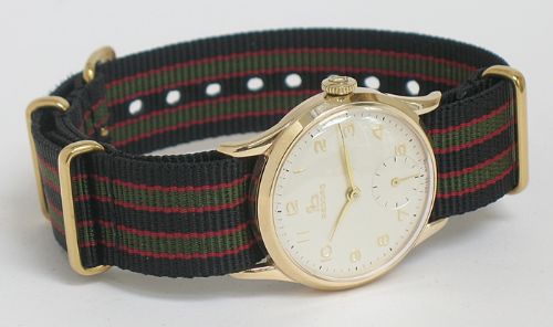 fig 4. SUPERB SOLID 9CT GOLD LONGINES RECORD MENS WATCH