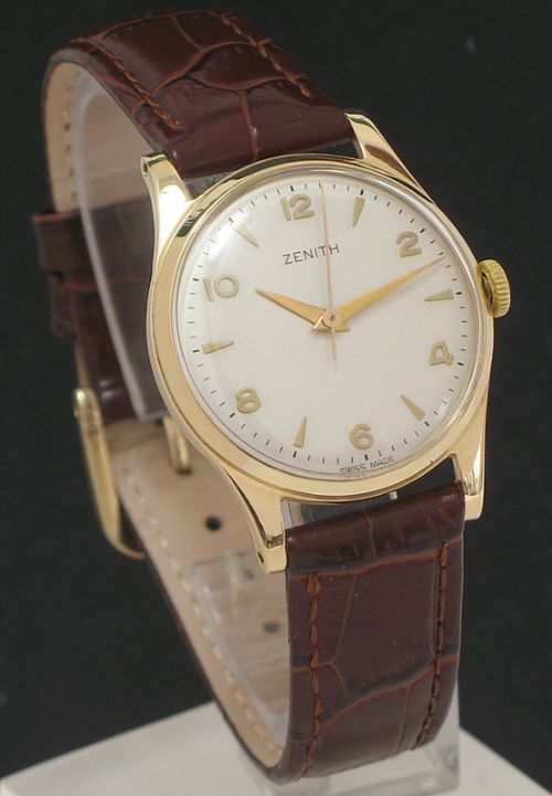 fig 3. WONDERFUL SOLID 9CT GOLD ZENITH CALIBRE 106-50 MENS WATCH C1952