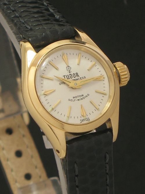 fig 3. STUNNING RARE SOLID 18CT GOLD ROLEX TUDOR OYSTER PRINCESS AUTOMATIC LADIES WATCH