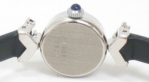 fig 5. LOVELY SOLID 18CT WHITE GOLD BAUME AND MERCIER DIAMOND AND SAPPHIRE LADIES VINTAGE COCKTAIL WATCH