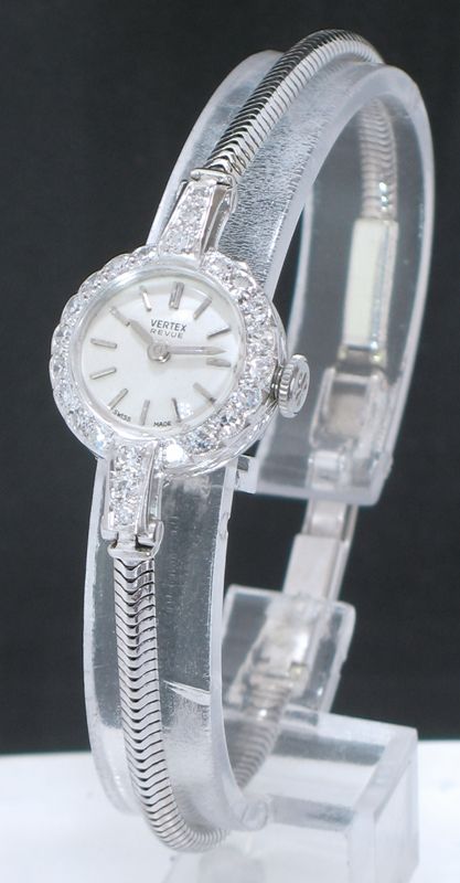 Classic Vertex Revue Platinum and Diamonds Ladies Cocktail Watch C1950
