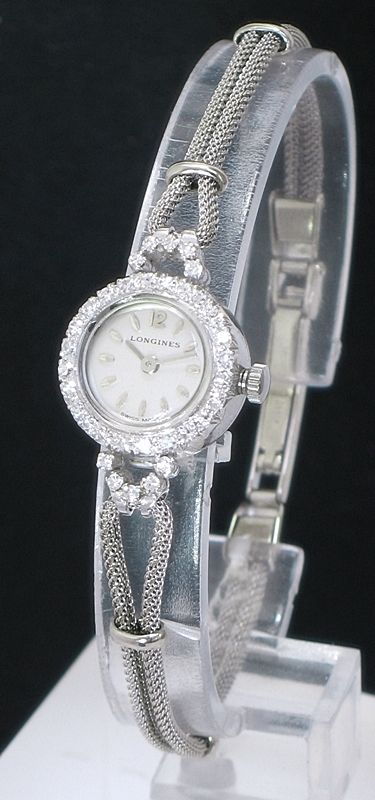 Very Pretty Longines Platinum and Diamond Ladies Cocktail Watch