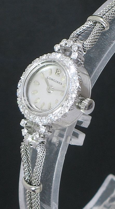 fig 2. VERY PRETTY LONGINES PLATINUM AND DIAMOND LADIES COCKTAIL WATCH