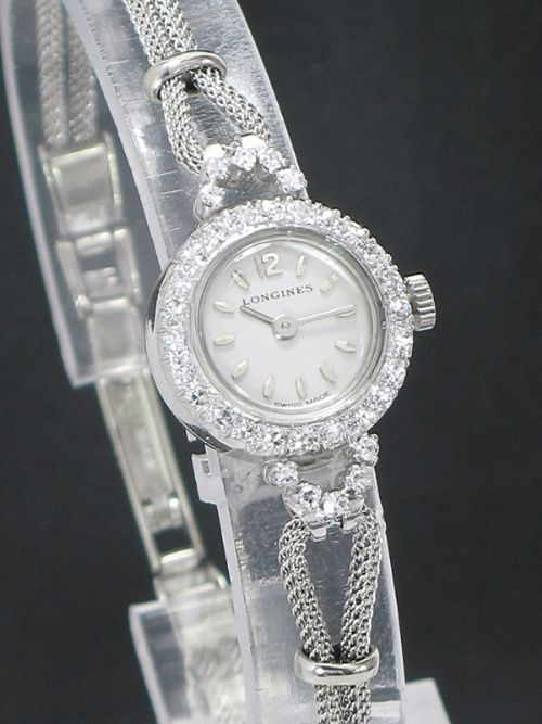 fig 3. VERY PRETTY LONGINES PLATINUM AND DIAMOND LADIES COCKTAIL WATCH
