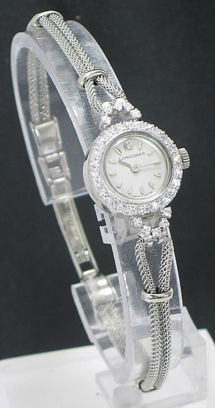 fig 4. VERY PRETTY LONGINES PLATINUM AND DIAMOND LADIES COCKTAIL WATCH