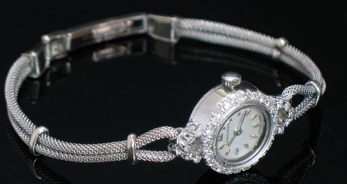 fig 7. VERY PRETTY LONGINES PLATINUM AND DIAMOND LADIES COCKTAIL WATCH