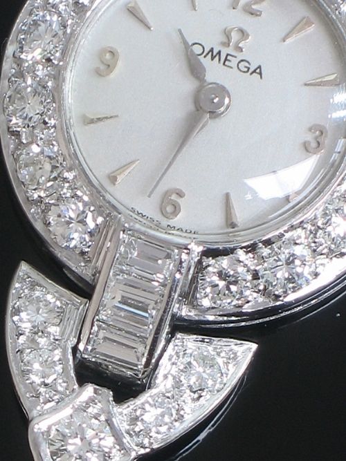 fig 9. BREATHTAKING LARGE PLATINUM AND 3.5CTS DIAMOND OMEGA LADIES COCKTAIL WATCH C1950