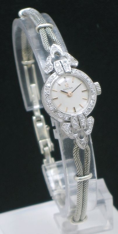 fig 1. VERY PRETTY OMEGA PLATINUM AND DIAMOND LADIES COCKTAIL WATCH
