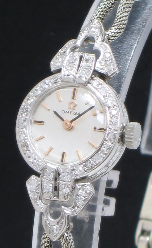fig 2. VERY PRETTY OMEGA PLATINUM AND DIAMOND LADIES COCKTAIL WATCH