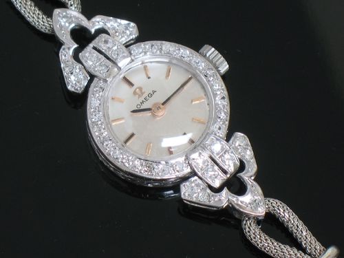 fig 7. VERY PRETTY OMEGA PLATINUM AND DIAMOND LADIES COCKTAIL WATCH
