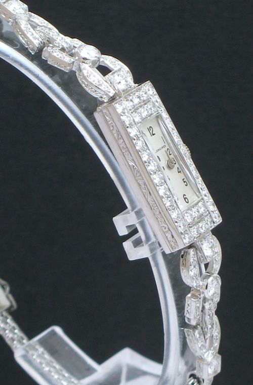 fig 5. EXQUISITE PLATINUM AND 3CTS DIAMONDS LONGINES ART DECO LADIES COCKTAIL WATCH C1935-40