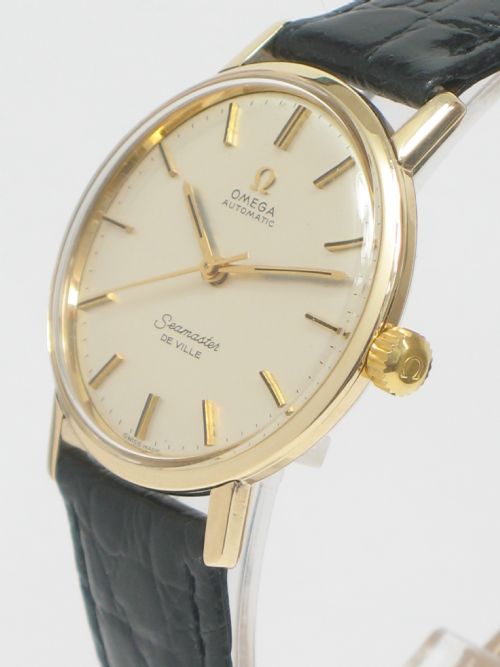 fig 2. SOLID 9CT GOLD OMEGA SEAMSTER DE VILLE AUTOMATIC MENS WATCH