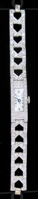 fig 1. GORGEOUS PLATINUM AND 3CTS DIAMOND LONGINES ART DECO LADIES VINTAGE COCKTAIL WATCH C1935