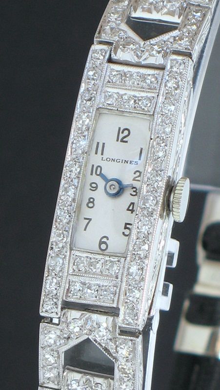fig 2. GORGEOUS PLATINUM AND 3CTS DIAMOND LONGINES ART DECO LADIES VINTAGE COCKTAIL WATCH C1935