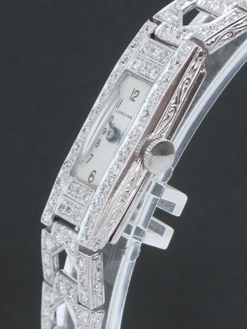 fig 3. GORGEOUS PLATINUM AND 3CTS DIAMOND LONGINES ART DECO LADIES VINTAGE COCKTAIL WATCH C1935