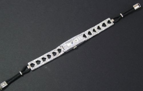 fig 5. GORGEOUS PLATINUM AND 3CTS DIAMOND LONGINES ART DECO LADIES VINTAGE COCKTAIL WATCH C1935