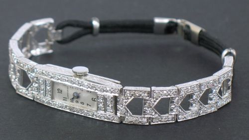 fig 6. GORGEOUS PLATINUM AND 3CTS DIAMOND LONGINES ART DECO LADIES VINTAGE COCKTAIL WATCH C1935