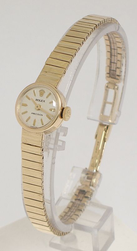 fig 1. STUNNING SOLID 9CT GOLD ROLEX PRECISION LADIES VINTAGE COCKTAIL WATCH