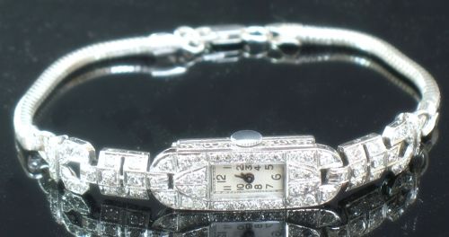 fig 4. WONDERFUL LONGINES PLATINUM AND DIAMOND LADIES COCKTAIL WATCH C1940