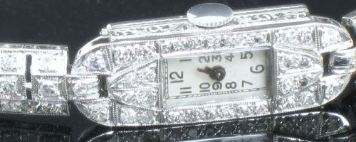 fig 6. WONDERFUL LONGINES PLATINUM AND DIAMOND LADIES COCKTAIL WATCH C1940