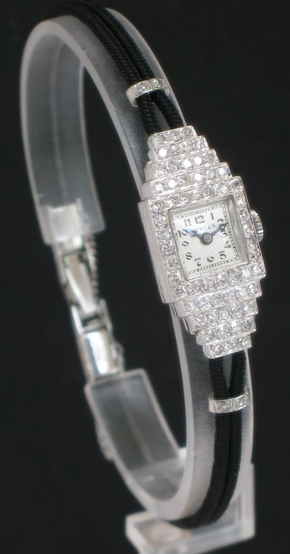 fig 4. DELIGHTFUL PLATINUM AND DIAMOND VERTEX LADIES ART DECO LADIES COCKTAIL WATCH C1930