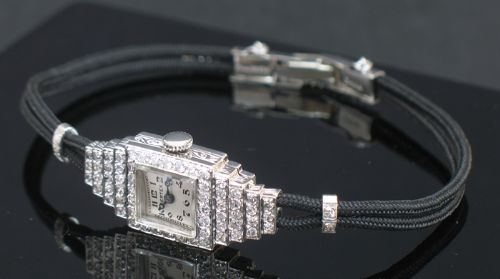 fig 7. DELIGHTFUL PLATINUM AND DIAMOND VERTEX LADIES ART DECO LADIES COCKTAIL WATCH C1930