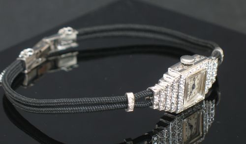 fig 8. DELIGHTFUL PLATINUM AND DIAMOND VERTEX LADIES ART DECO LADIES COCKTAIL WATCH C1930