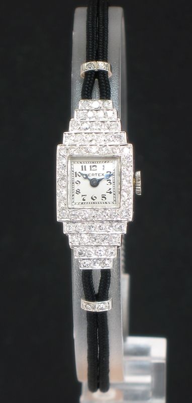 Delightful Platinum and Diamond Vertex Ladies Art Deco Ladies Cocktail Watch C1930