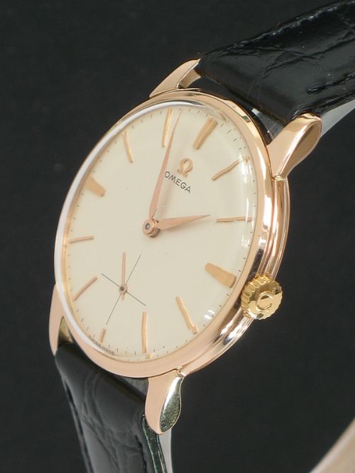 fig 3. COMPLETELY ORIGINAL MINT CONDITION SOLID 18CT ROSE GOLD OMEGA TRESOR MENS WATCH C1960