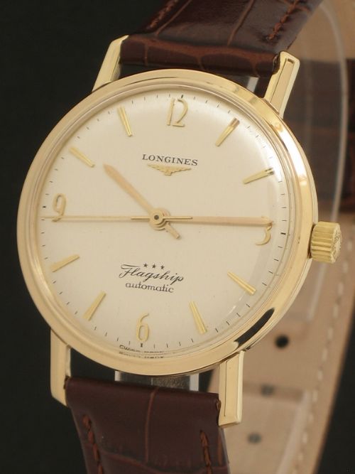 fig 1. COMPLETELY ORIGINAL SOLID 9CT GOLD LONGINES FLAGSHIP AUTOMATIC MENS WATCH