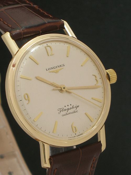 fig 2. COMPLETELY ORIGINAL SOLID 9CT GOLD LONGINES FLAGSHIP AUTOMATIC MENS WATCH