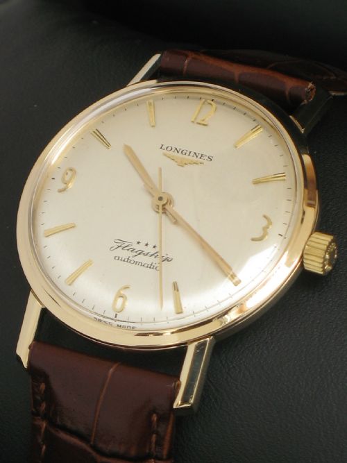 fig 3. COMPLETELY ORIGINAL SOLID 9CT GOLD LONGINES FLAGSHIP AUTOMATIC MENS WATCH