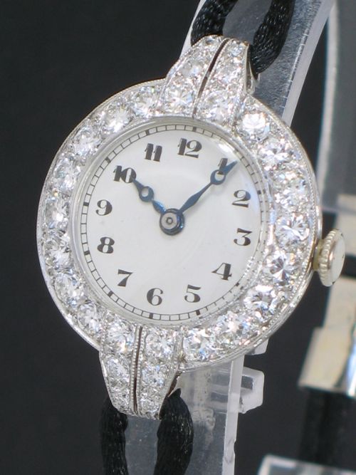 fig 2. SIMPLY EXQUISITE PLATINUM AND 3.5CT DIAMOND LADIES ART DECO COCKTAIL WATCH BY VERTEX C1930