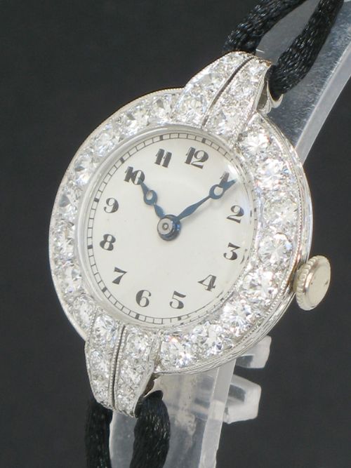 fig 3. SIMPLY EXQUISITE PLATINUM AND 3.5CT DIAMOND LADIES ART DECO COCKTAIL WATCH BY VERTEX C1930