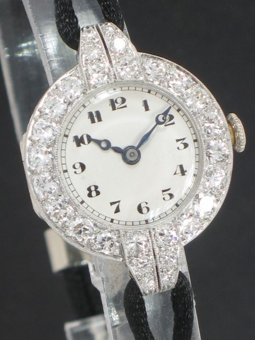 fig 5. SIMPLY EXQUISITE PLATINUM AND 3.5CT DIAMOND LADIES ART DECO COCKTAIL WATCH BY VERTEX C1930
