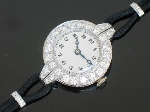 fig 6. SIMPLY EXQUISITE PLATINUM AND 3.5CT DIAMOND LADIES ART DECO COCKTAIL WATCH BY VERTEX C1930
