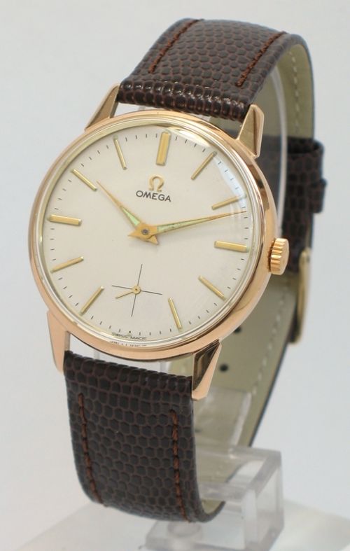 fig 1. SOLID 18CT ROSE GOLD OMEGA CALIBRE 267 MENS WATCH C1960