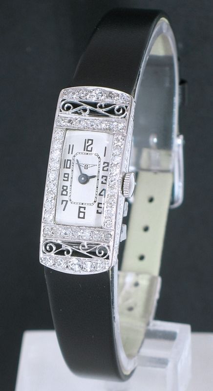 Beautiful Vintage Longines 18ct White Gold and Diamonds Art Nouveau Ladies Cocktail Watch C1928
