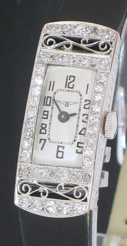 fig 2. BEAUTIFUL VINTAGE LONGINES 18CT WHITE GOLD AND DIAMONDS ART NOUVEAU LADIES COCKTAIL WATCH C1928