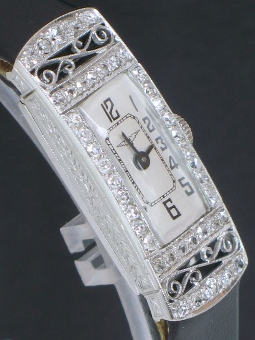 fig 5. BEAUTIFUL VINTAGE LONGINES 18CT WHITE GOLD AND DIAMONDS ART NOUVEAU LADIES COCKTAIL WATCH C1928