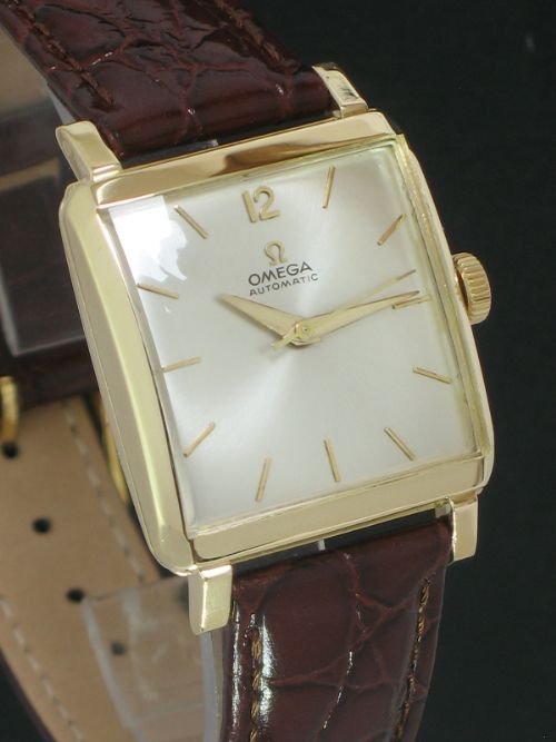 fig 1. EXCEEDINGLY RARE AND ORIGINAL SOLID 14CT GOLD OMEGA CALIBRE 471 AUTOMATIC REFERENCE 3971 VINTAGE MENS WATCH WITH BOX C1957