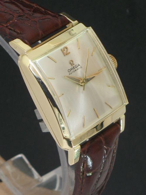 fig 2. EXCEEDINGLY RARE AND ORIGINAL SOLID 14CT GOLD OMEGA CALIBRE 471 AUTOMATIC REFERENCE 3971 VINTAGE MENS WATCH WITH BOX C1957