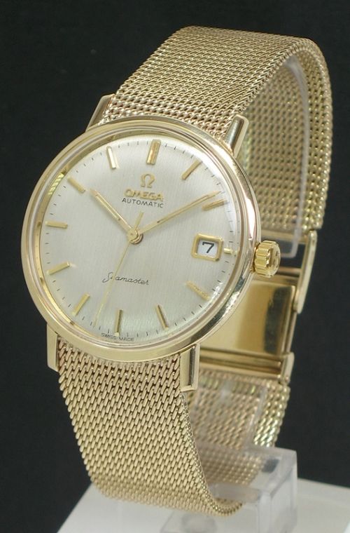 Stunning Solid 9ct Gold Omega Seamaster Automatic Vintage Mens Watch with Original Box
