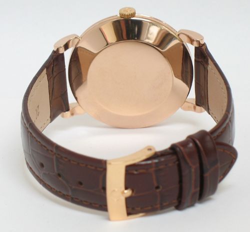 fig 6. INCREDIBLY RARE SOLID 18CT ROSE GOLD OMEGA BUMPER AUTOMATIC 28.10RA JUMBO OVERSIZE MENS WATCH WITH ORIGINAL BOX C1949